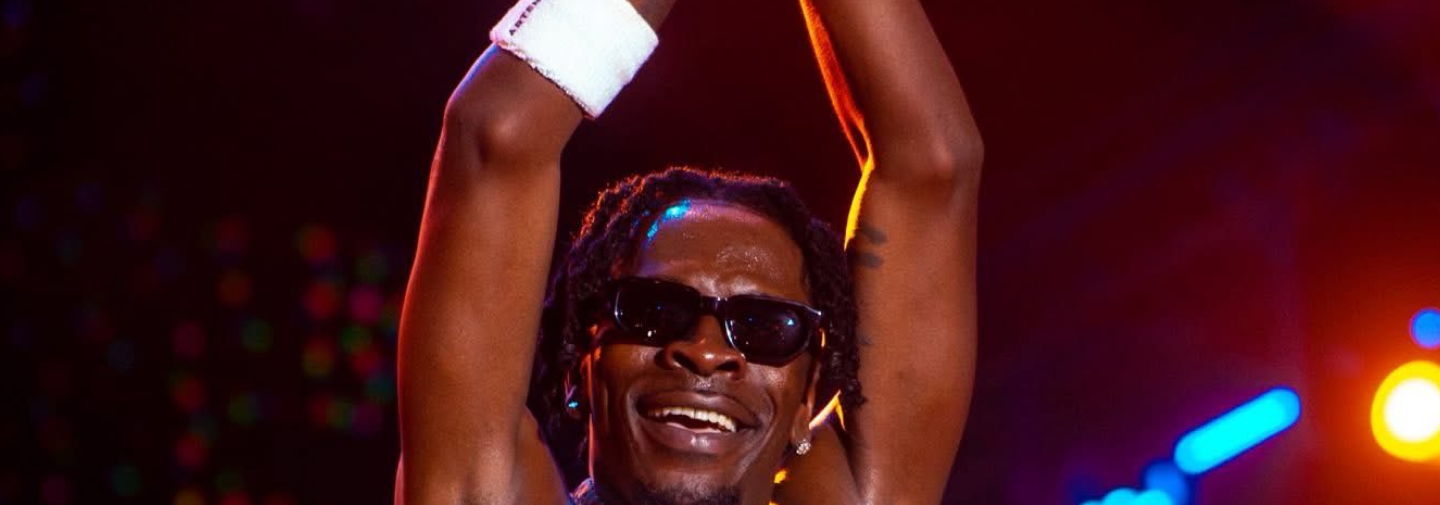 Artist celebrating on stage