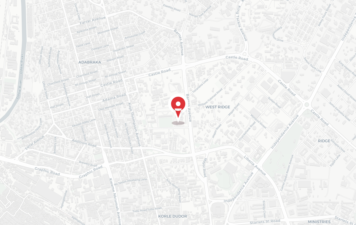 Map preview showing GHAMRO Head Office near Barnes Avenue in Accra